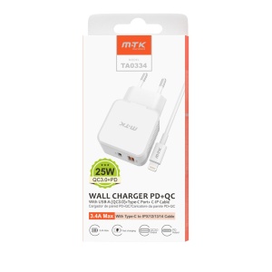 CARGADOR RED MTK – TA0334 TIPO.C+LIGHTNING 25W