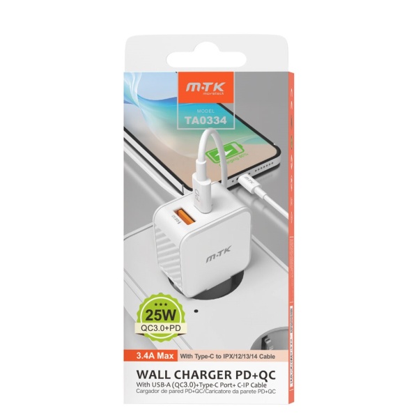 CARGADOR RED MTK – TA0334 TIPO.C+LIGHTNING 25W - Imagen 2