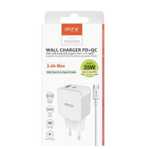 CARGADOR RED MTK – TA0339 TIPO.C-USB+TIPO.C  35W