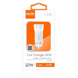 CARGADOR COCHE IDUSD – 2 USB   F20B 12W