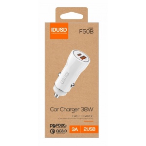 CARGADOR COCHE IDUSD – TIPO.C+USB  F50B 38W
