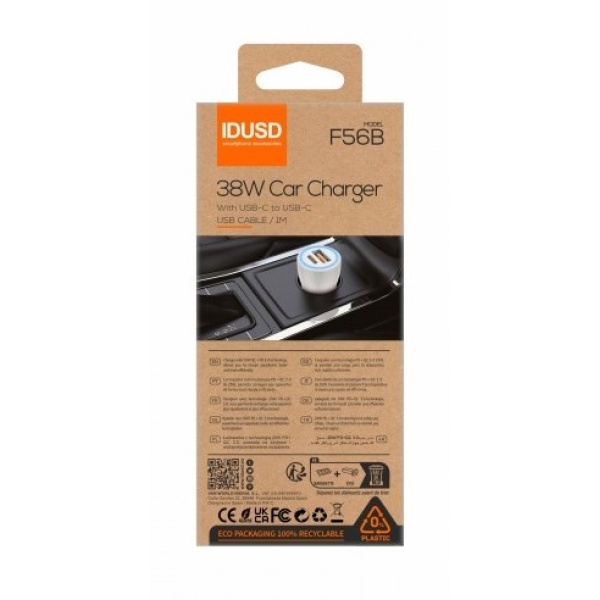 CARGADOR COCHE IDUSD – TIPO.C+ TIPO.C  F56B 38W - Imagen 3