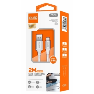 CABLE  IDUSD – LIGHTNING+USB 2M/2.4A C92B