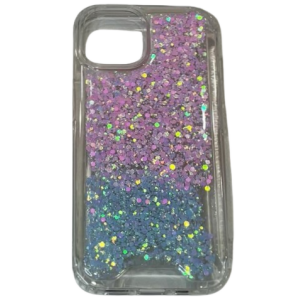 CARCASA IPHONE 15 - DIBUJO BRILLO ROSA/AZUL