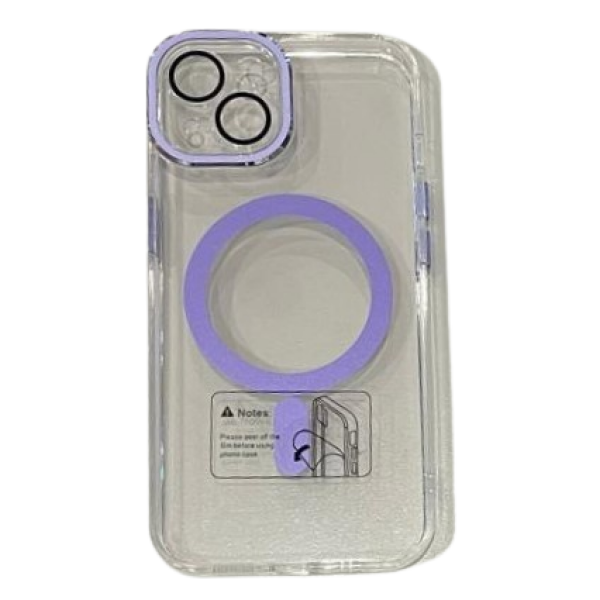 CARCASA IPHONE 13/14 - MAGNETICA TRASPARENTE LILA