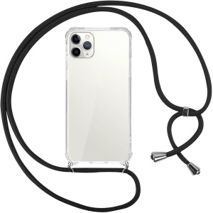 CARCASA IPHONE 11 PRO MAX - TRANSPARENTE COLGANTE CINTA NEGRA