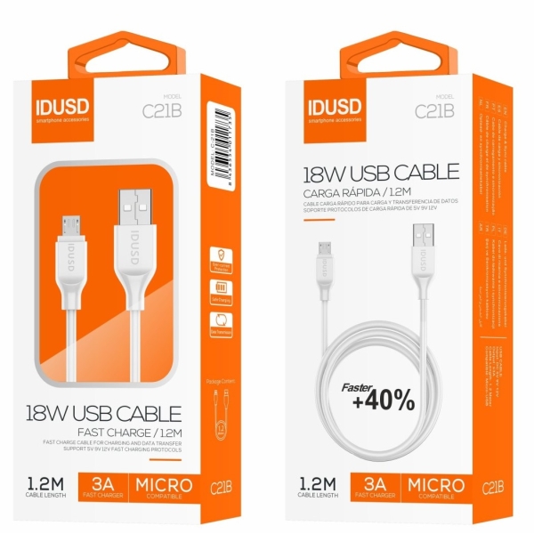 CABLE IDUSD –  MICRO + USB 1.2M / 3A   C21B - Imagen 3