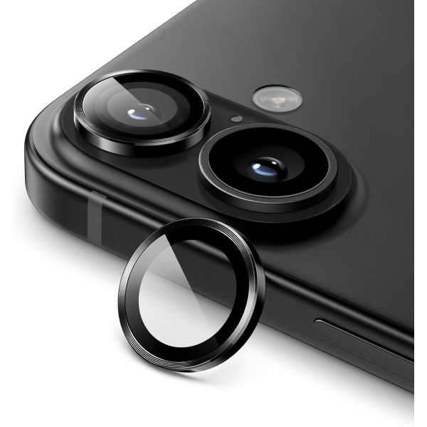 CRISTAL TEMPLADO CAMARA INDIVIDUAL –  IPHONE 16 / 16 PLUS NEGRO