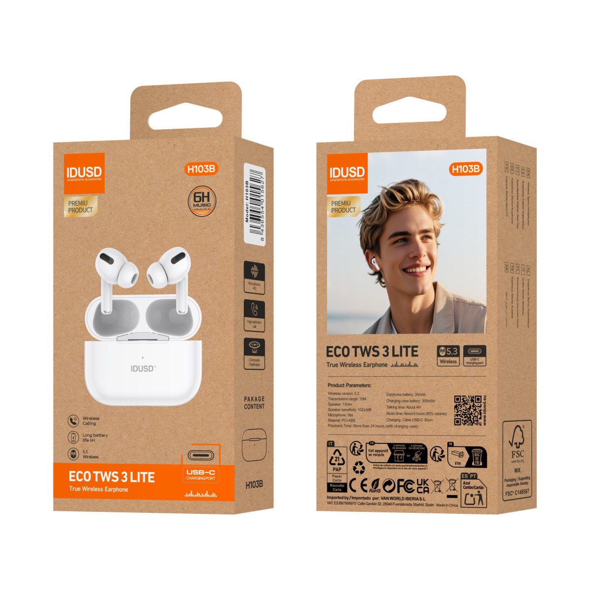 IDUSD – AURICULARES H103B BLUETOOTH - Imagen 3